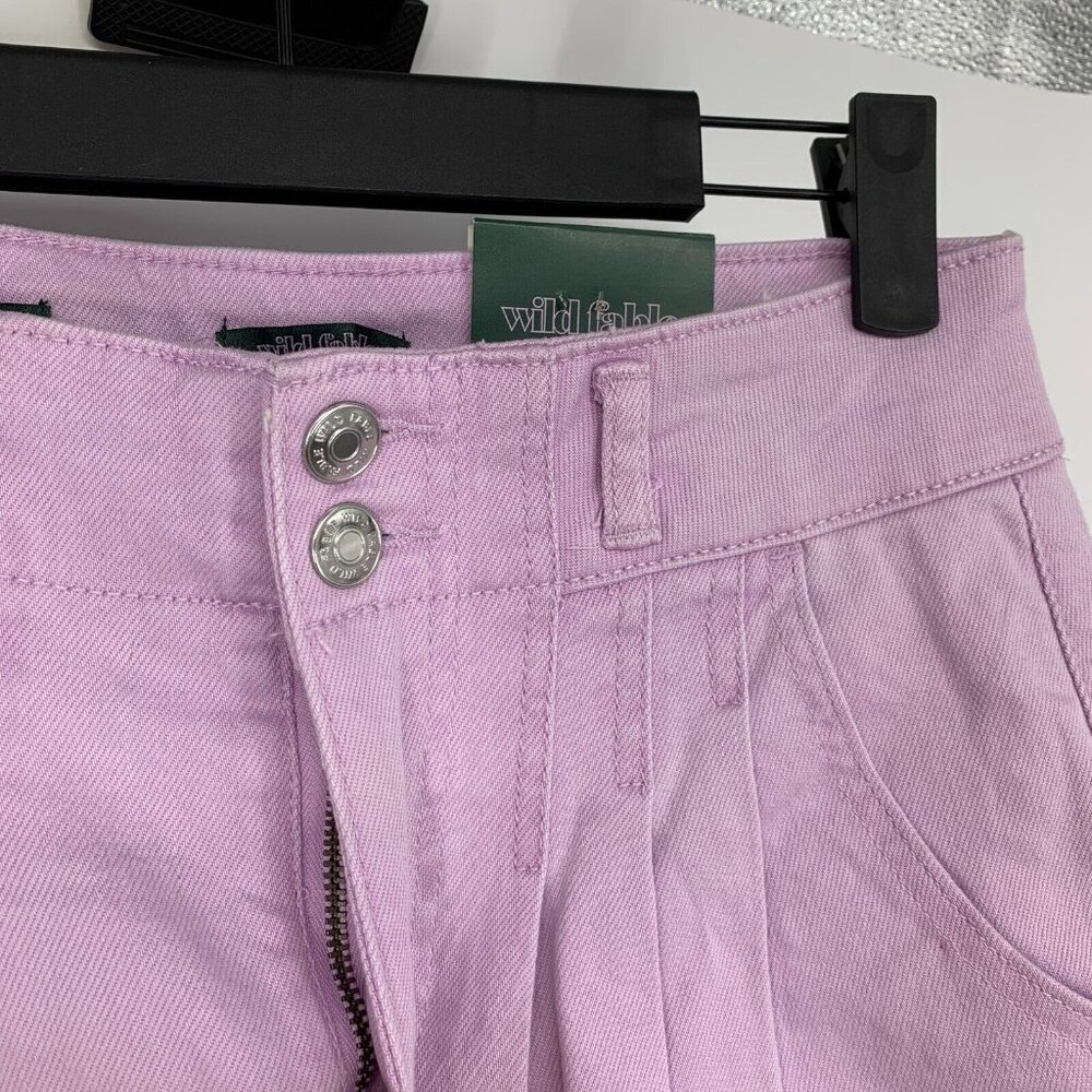 Wild Fable Shorts Purple Highest Rise A Line Pleated Bermuda Fray NWT - Picture 3 of 9